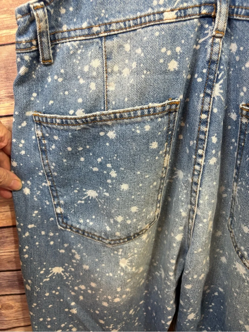 Free People Ziggy denim bleach splatter overalls Size Small